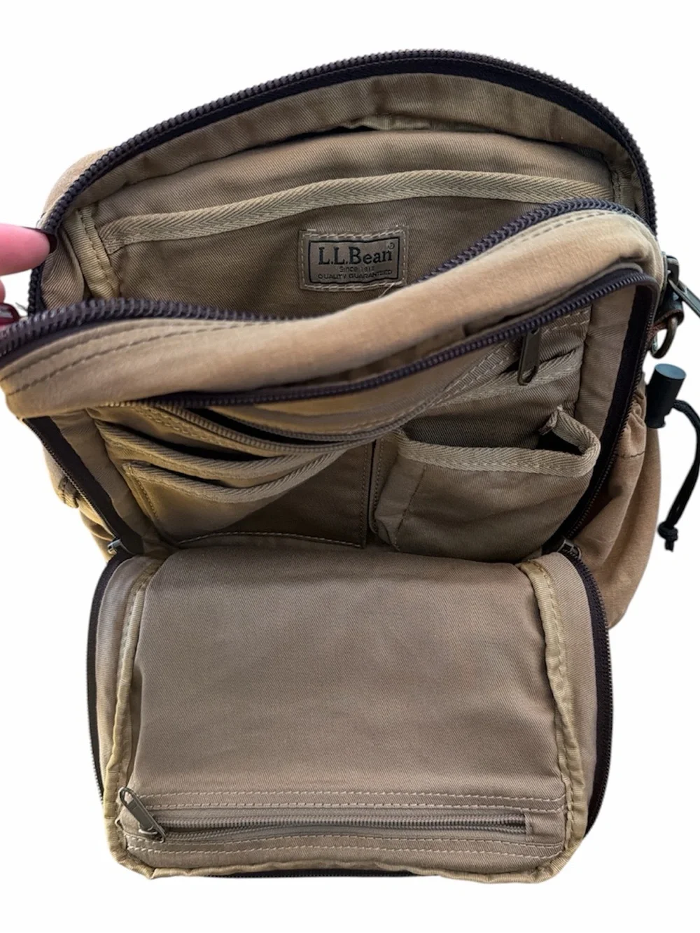 Vintage LL Bean Waxed Canvas & Leather Continental Field Shoulder Utility Bag